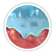 Un planeta azul y rojo