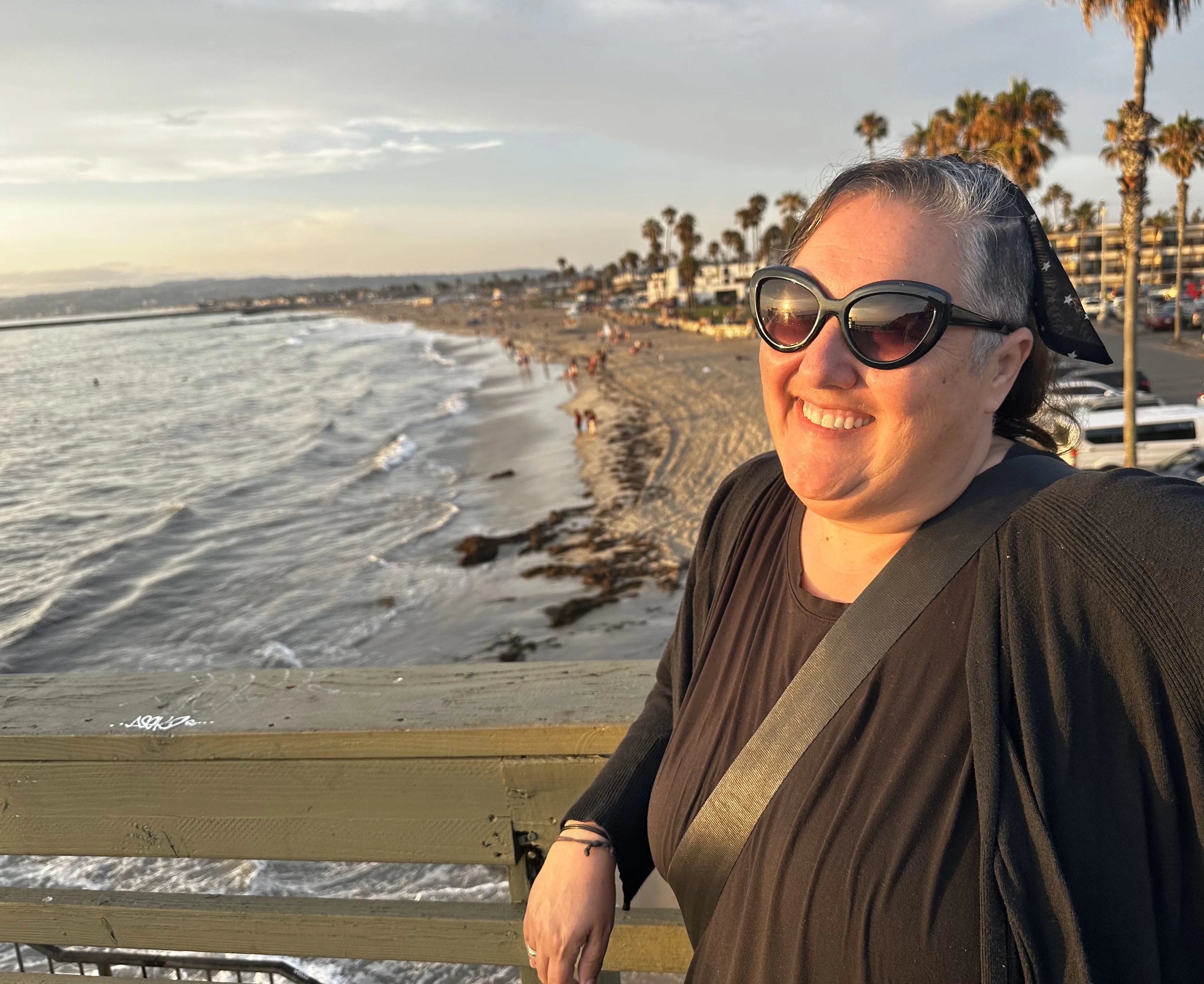 Sarah on the beach in California